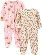 Simple Joys by Carter's Baby Girls' Fleece Footed Sleep and Play, Pack of 2